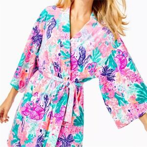 Lilly Pulitzer Online Exclusive Elaine Seaside Carnivale Velour Robe NWT XXS